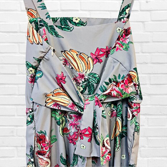 Amanda's Place Floral Sleeveless Jumpsuit Wide Leg Tropical Fruit Romper Dress - Picture 9 of 13